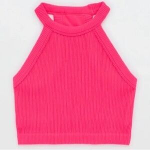 Aerie Superchill Seamless High Neck Tank Pink